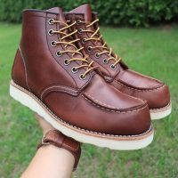 ส่งฟรี Hawkins MocToe Boot Shoes - ไทนสีไวน์แดง Traction Tred - Pre-owned Authentic - Size 7US 25CM 40eu