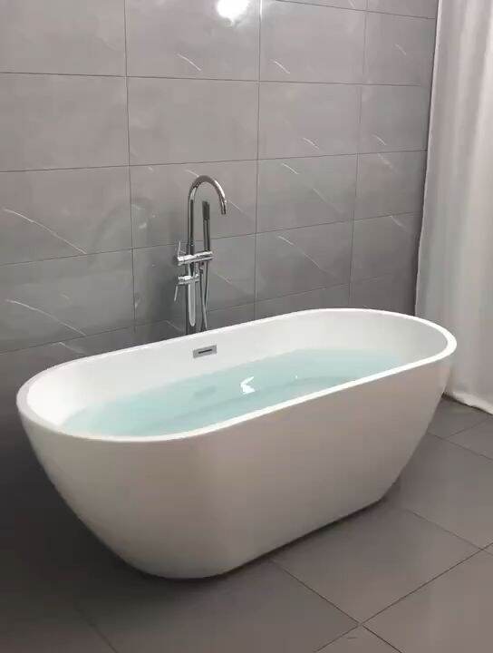 Ready Stock 1.2m Bath Tub Oval Acrylic Bathtub Hotel Model Luxury Adult