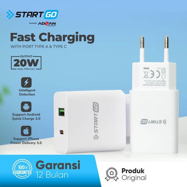 STARTGO Kepala Charger Fast Charging 20w Fast Charger Quick Charge 3.0 ...