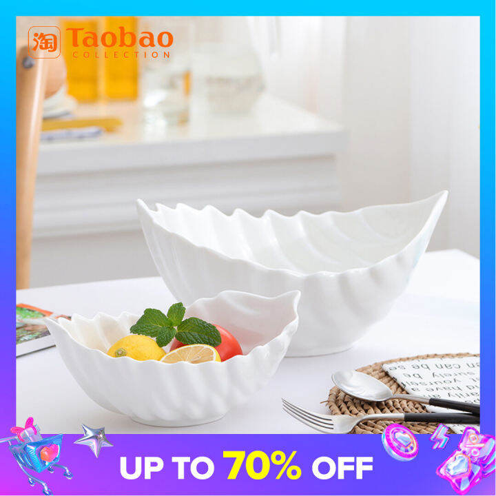 Creative Solid White Ceramic Bowl French Soup Bowl. Bowl Fruit Salad Bowl xi can wan Household