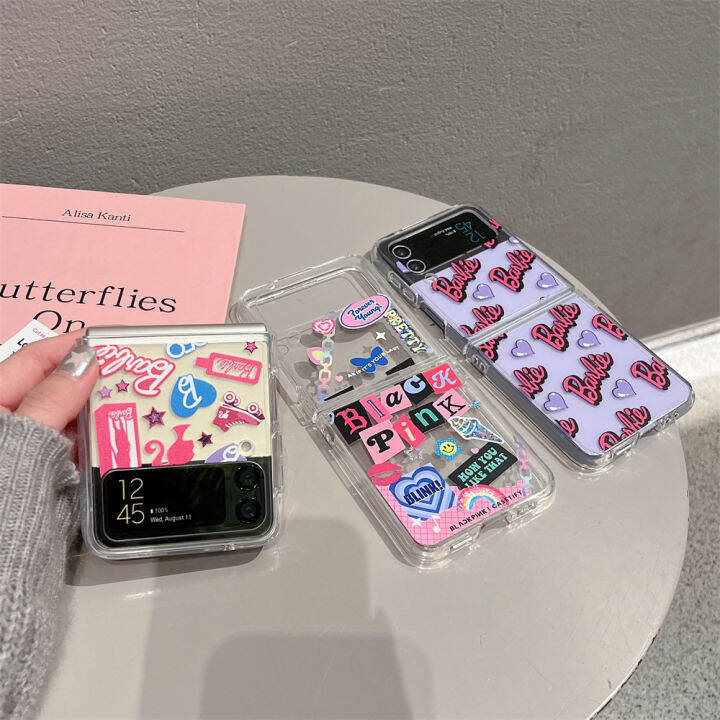 z flip case for Samsung Galaxy Z Flip 4 Case Z Flip 3 Case Cute Cartoon Sticker Casing Clear