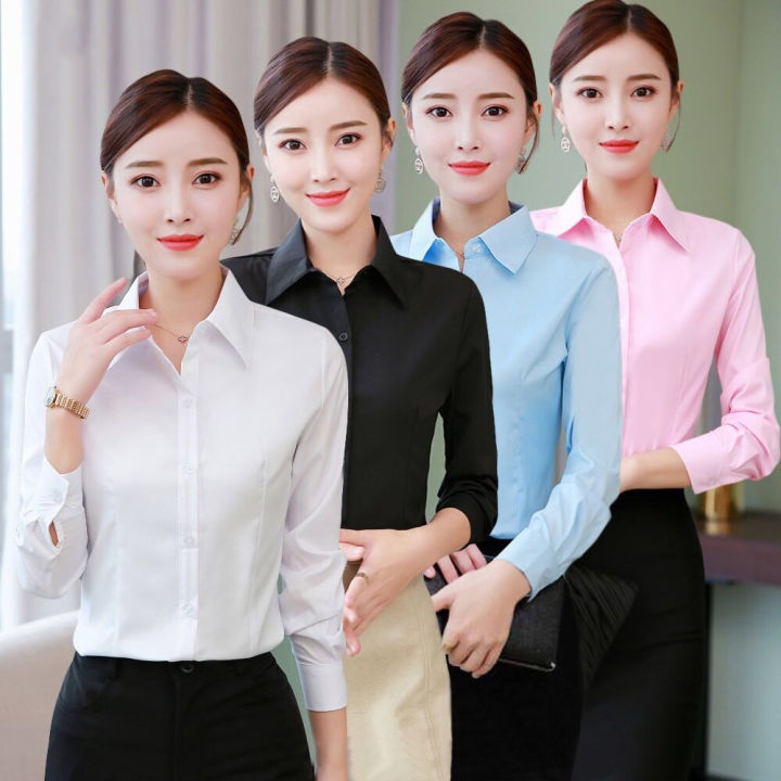 Long Sleeve White Shirt Female Korean Style Wear Tops 2020 Spring Work Formal Wear Spring 4889