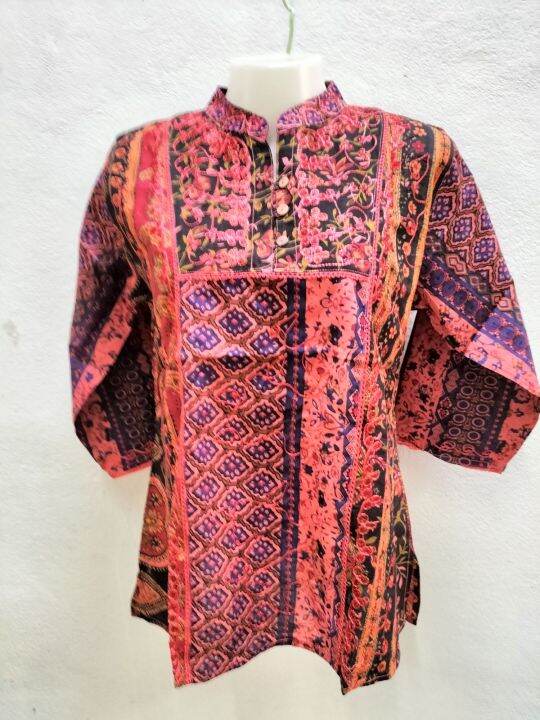 เสื้อเนปาลลายดอกสีสดใสของแท้100-ใส่เย็นสบายคุ้มทนทาน