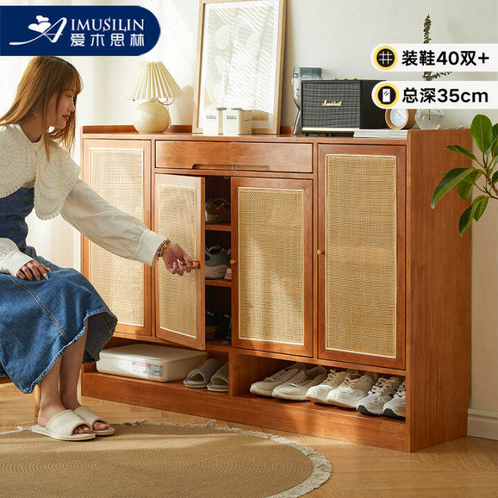 Solid Wood Shoe Door Home Entrance Wall Northern Europe