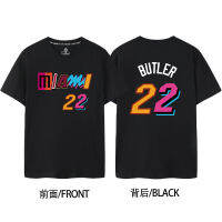 เสื้อทีเชิ้ตแขนสั้น2023เสื้อบอลเมืองบาสเก็ตบอล Jimi Butler หมายเลข22รอบรองชนะเลิศภาคตะวันออกฮิตร้อนเสื้อบอลคอตตอน