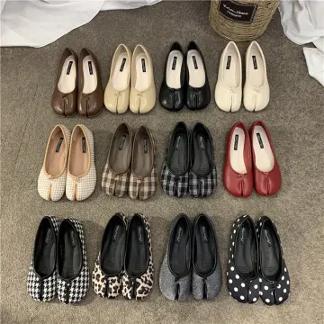 Split Toe Tabi Shoes Dots and Stripes Charcoal