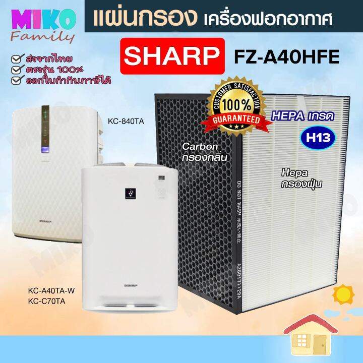 แผ่นกรองอากาศ Sharp FZ-A40HFE สำหรับเครื่องรุ่น KC-A40TA-W / KC-840TA ...