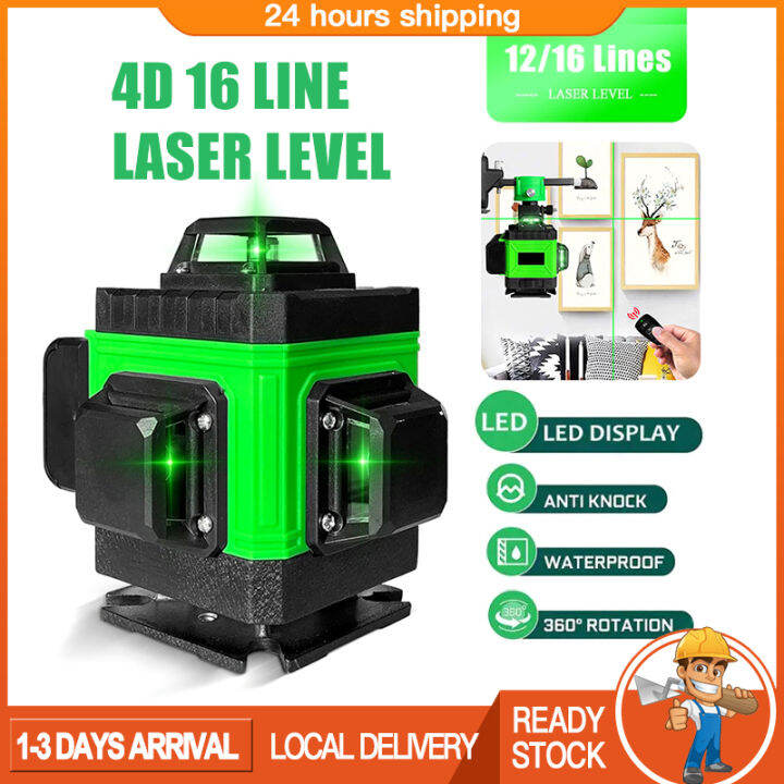 4D 12/16 Line Laser Level Digital Self-Leveling With Tripod Self ...