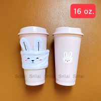 [ ✔️ของแท้ 100% ] ? Reusable Rabbit Hot Cup with Cup Sleeves(16oz.)  ลายกระต่าย พร้อมปลอกหุ้มแก้วน้องกระต่ายน่ารักสุดๆ