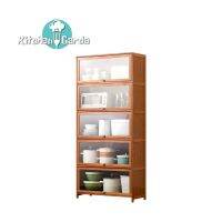 ตู้ไม้วางของ [ส่งฟรี!] Bamboo cabinet shelves multifunction with glass doors ตู้ไม้ ตู้หนังสือ ตู้รองเท้า