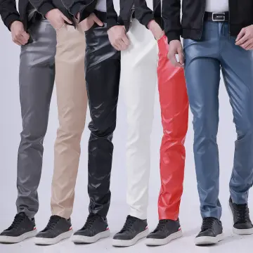 Thoshine Brand Summer Men Leather Pants Working Elastic