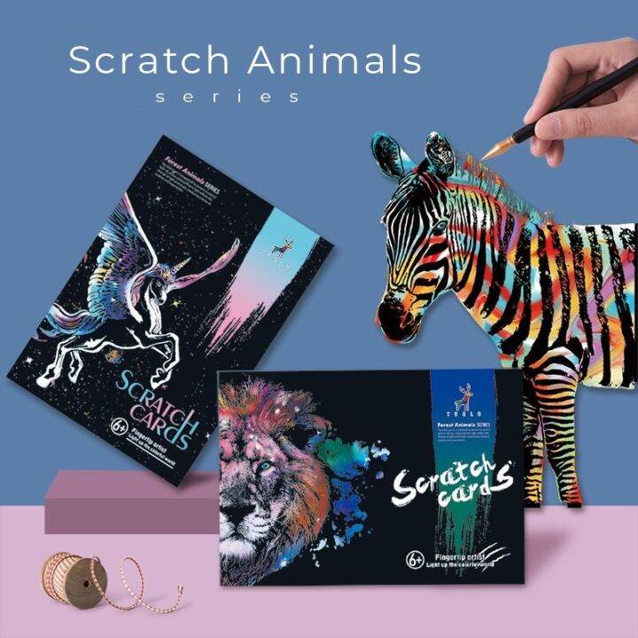 [พร้อมส่ง] Scratch Animal Series ชุดสมุดภาพขูดสัตว์ Lazada.co.th