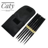 (พู่กันดึงปลอกพับได้เก็บได้พกพาสะดวก1เซต6ชิ้น) 6 Pcs Leather Packaging Watercolor Brush Set Sable Animal Hair Round Pointed Beginner Student Painting Pocket Travel Brush