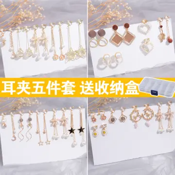 Korean Earring Claw Ear Hook Clip Earrings for Women Four-Prong Setting CZ  Gold Color Ear Earrings Fashion Jewelry Girl Gift (Metal Color: 7)