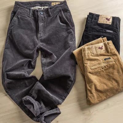 [Taobao]กางเกงลำลองผ้าลูกฟูกทรงตรง  กางเกงทำงานผ้าลูกฟูกผ้าฝ้ายแท้