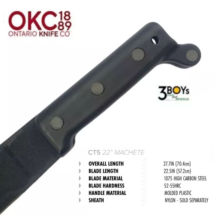 มีด-ontario-machete-ct5-ขนาด-22-หนา-3มม-มีดเดินป่าคู่ตัวของทหารอเมริกา-nbsp-พร้อมปลอกผ้าไนลอนสีดำ-nbsp-made-in-u-s-a-8291