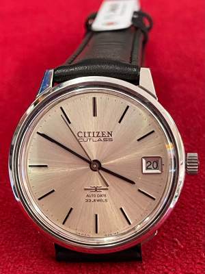 CITIZEN CUTLASS AUTO DATE 33 Jewels Automatic ตัวเรือนสแตนเลส นาฬิกาผู้ชาย มือสองของแท้