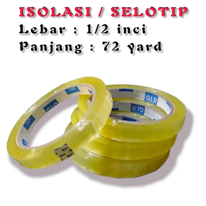 isolasi bening kecil 1/2 inci (72 yard) √ isolatip √ selotip | Lazada ...