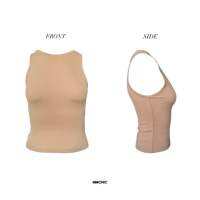 MMCHIC Sleeveless Stretch Top - เสื้อยืดแขนกุดสีเบจ เนื้อผ้ายืดหยุ่นสูงมาก เข้ารูปพอดีลำตัว