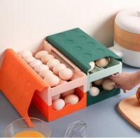 กล่องเก็บไข่สไลด์ 2 ชั้นเก็บ แผงเก็บไข่ ชั้นเก็บไข่ ช่องเก็บไข่ในตู้เย็น Egg storage box 2 layers slide