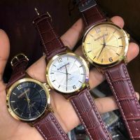 US SUBMARINE นาฬิกาข้อมือชาย เรือนสแตนเลส2ไมครอนสายหนังแท้ Quartz Analog (3เข็ม)กันน้ำ3ATM เครื่องญี่ปุ่น