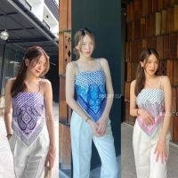 W12(0803)?เสื้อสายเดี่ยวผ้าเช็ดหน้าผูกหลัง เย็บ2ชั้น สวยเก๋ไม่ซ้ำ (พร้อมส่ง)