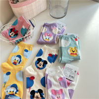 Kikikiyasocks นำเข้าจากเกาหลีถุงเท้าผ้าฝ้ายทรงสูงปานกลางลายการ์ตูนสำหรับผู้หญิงใส่ในฤดูใบไม้ผลิฤดูใบไม้ร่วงและฤดูหนาว