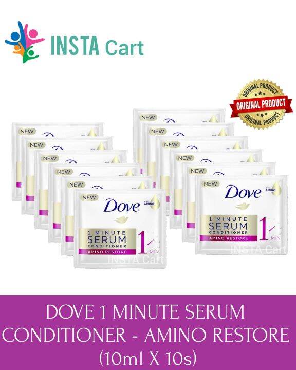 DOVE 1 MINUTE SERUM CONDITIONER AMINO RESTORE (10ml X 12s) SACHET