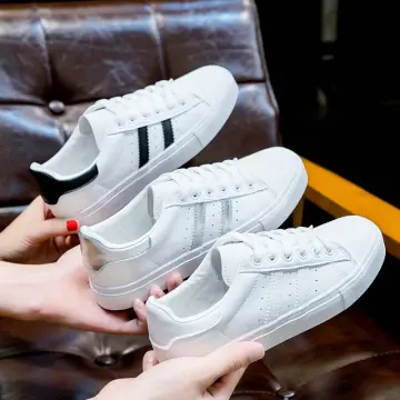 White leather slip hot sale on sneakers