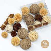 Aroma&amp;More  ลูกบอล Handmade จากวัสดุธรรมชาติ คละเเบบและขนาดสำหรับตกแต่งสปา ห้องโถง ร้านกาแฟ