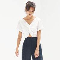 GREYSCALE T87 - Twist Front Cropped Top (2 colors)