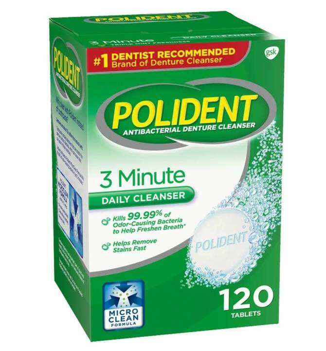 Polident 3-Minute Anti -Bacterial Denture Cleanser , 120 tablets ...