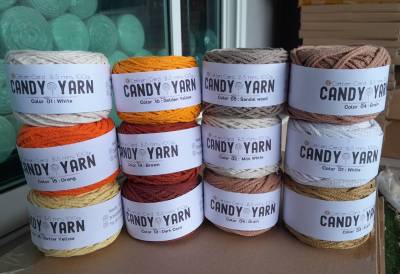 เชือกคอตตอนทอ 2.5 มม.100ม.Cotton Cord Candy &Yarn สำหรับถัก#งานฝีมือ