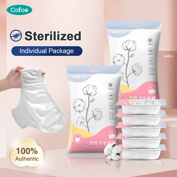 Individual package】Cofoe Disposable Cotton Underwear Travelling Postpartum  Panties Sterile Disposable Panty / Underpants for Lady Women Maternity  Travel L /XL / XXL