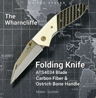 มีดพับ Custom Folding Knife, Wharncliffe blade, Carbon Fiber Handle..