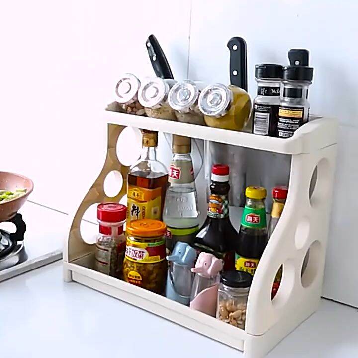 Double Layer Kitchen Rack Organizer Shelf Seasoning 2 layer Floor