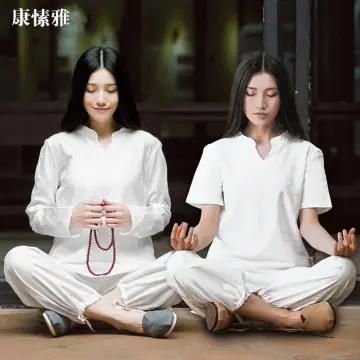 Women 100% Cotton Shirt Pants Buddhist Zen Meditation Clothing Yoga Clothing