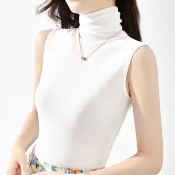 Women Sleeveless turtleneck Vest Korean tight-fitting all-match bottoming  Vest