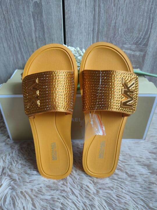 michael kors flip flops yellow