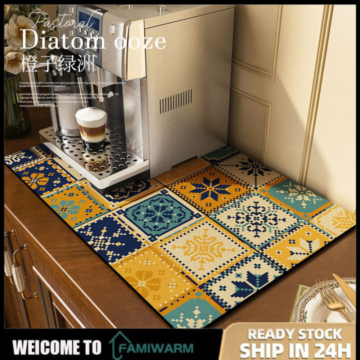 Diatomite Drain Pad, Dish Drying Mat for Kitchen Counter, Super Absorbent  Cutlery Drainer Mats, Kitchen Tableware Bottle Rugs, Dinnerware Placemat,  Coffee Mat Bar Mat, Pet Mat 