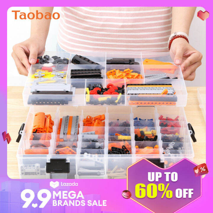 Lego Assemble Storage Box Partitioned and Transparent MultiLayer Small