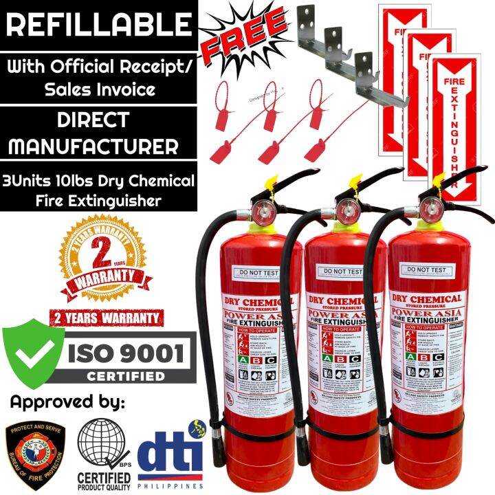 POWER ASIA Fire Extinguisher 10lbs Dry Chemical Abc Type ( 3PCS