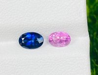 พลอยไพลินสีชมพูธรรมชาติ 1.19cts 6x4mm คู่ 1.19cts natural blue pink sapphire gemstone 6x4mm pair