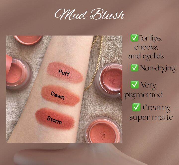 Mud Blush Cream All-In Make Up Matte Lips Cheeks Blush On Eyelids Color ...