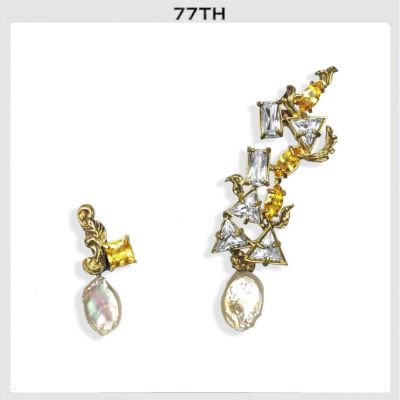 77th Rococo Crystals mix Gold Earcuff