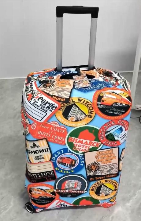 Stamp Travel Luggage Cover Washable Suitcase Protector - Fits 18