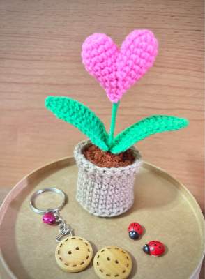 กระถางดอกไม้โครเชต์🌷Crochet mini flower🌸🌻💕