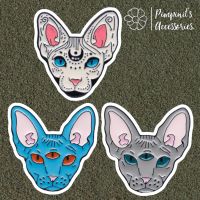 ʕ •ᴥ•ʔ ✿ พร้อมส่ง : เข็มกลัดลายหัวแมวสฟิงซ์ | Sphynx Cat Head Enamel Brooch Pin.