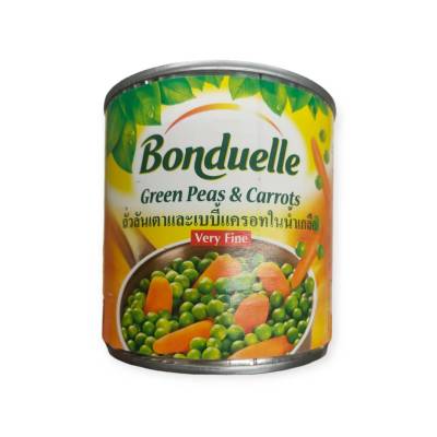 Bonduelle Green Peas Carrots ถั่วลันเตาและเบบี้เครอทในน้ำเกลือ 400g.