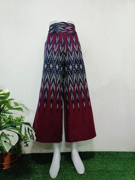 กางเกงผ้าไทย-ชุดไทย-กางเกงผ้าฝ้ายพิมพ์ลาย